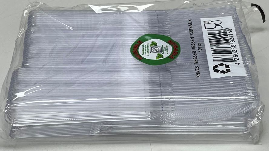 Mehrwegmesser transparent, Kunststoff, lebensmittelecht, Plastikmesser Art 1540_T