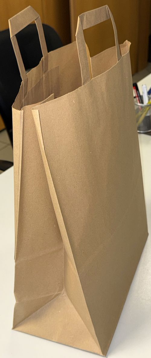 Tragetaschen Papiertüten braun Flachhenkel Papier Tüte Taschen 32x17x42 cm PT04