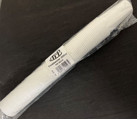 Plastikbecher 200ml Weiß Party Becher Kaltgetränke PP Einweg Trinkbecher 1516
