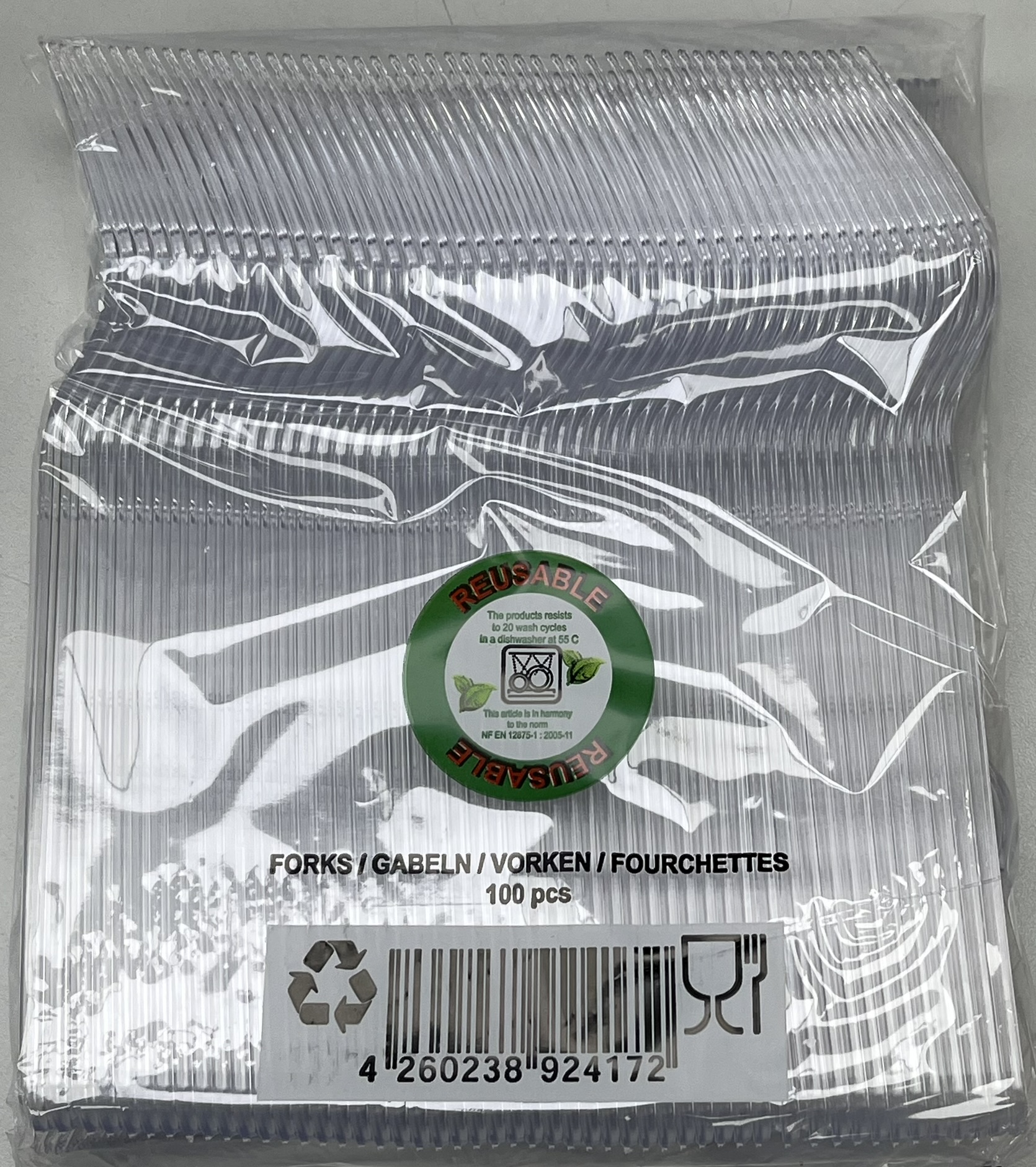 Einweggabel transparent 175 mm Kunststoff lebensmittelecht Plastikgabel Art 1541_T