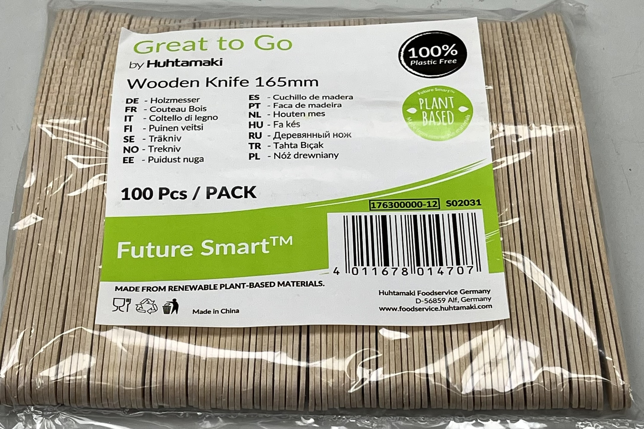 Einwegmesser 160 mm Bio Holzmesser lebensmittelecht Holz Messer Natur Party 1540_H