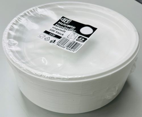 Plastikteller Weiß Rund Mehrweg Teller ungeteilt Menüteller Party Teller 1530_MW 