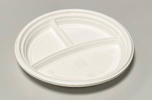 Plastikteller 3-geteilt Weiß Rund Mehrweg Menüteller Party Teller 1532_MW