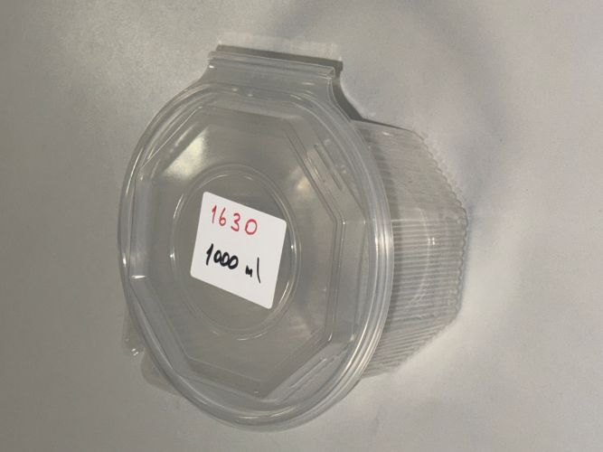 Haushaltsbox Salatbox 1000 ml PP 8‑eckig klar mit Deckel | Einweg Schale 1630