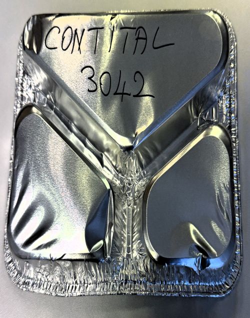 Alu-Menüschale 760C R881G 213x148x40 mm 3-geteilt lebensmittelecht 3042