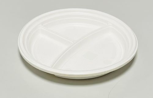 Plastikteller 3-geteilt Weiß Rund Mehrweg Menüteller Party Teller 1532_MW