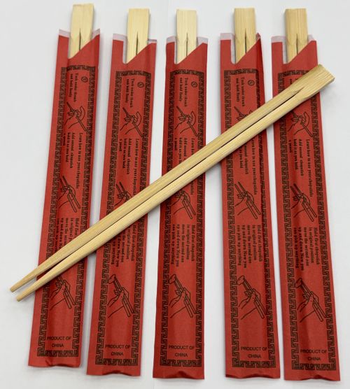 Einweg Bambus Essstäbchen Chopsticks Asia Holz in Papierhülle 1663R