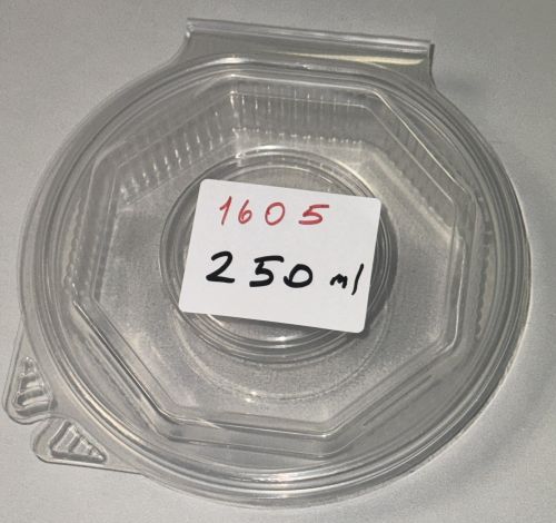 Haushaltsbox Salatbox 250 ml PP 8‑eckig klar mit Deckel | Einweg Schale 1605