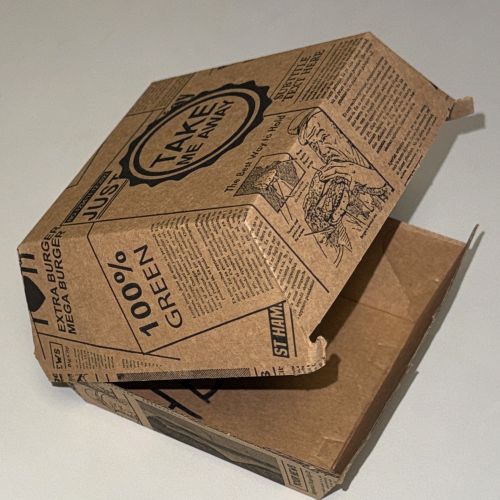 Hamburger Burger Box Kraftpapier Einweg Snackbox Bio 100x100x85 mm take away HB_S