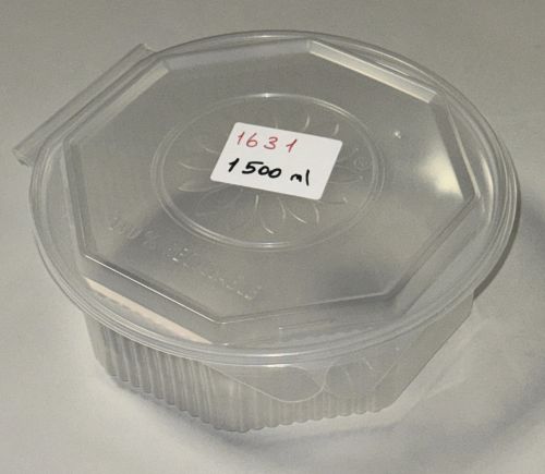 Haushaltsbox Salatbox 1500 ml PP 8‑eckig klar mit Deckel | Einweg Schale 1631