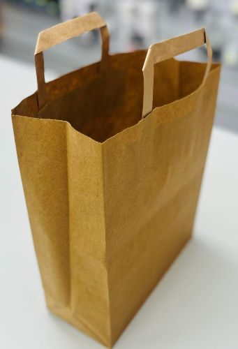 Tragetaschen Papiertüten braun Flachhenkel Papier Tüte Taschen 22x10x28 cm PT01