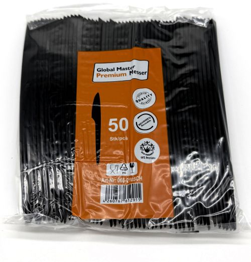 Mehrwegmesser Schwarz, Kunststoff, lebensmittelecht, Plastikmesser Art 1540_S