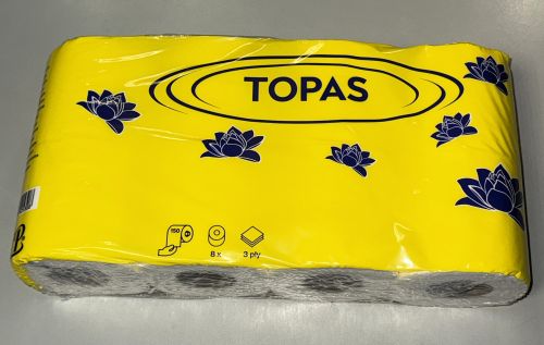 Toilettenpapier 3 lagig  8x8 Rollen  150 Blatt WC Papier Zellstoff Art 0995