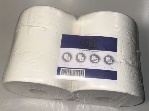 Toilettenpapier Maxirolle 2-Lagig weiss 500g 6 Rollen / Pack  Art 1006