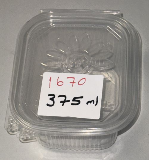 Klappbox Feinkostbecher 375 ml PP mit Deckel – Einweg Becher klar Art 1670
