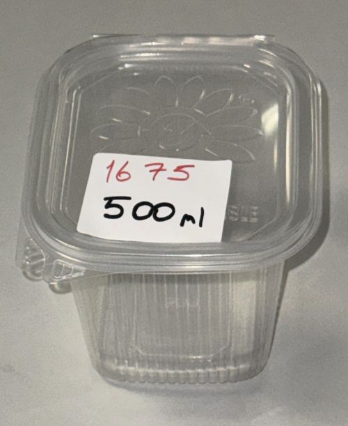 Klappbox Feinkostbecher 500 ml PP mit Deckel – Einweg Becher klar Art 1675