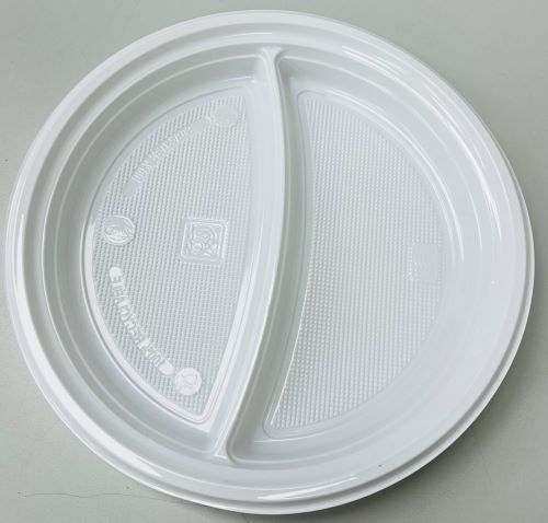 Plastikteller 2-geteilt Weiß Rund Mehrweg Menüteller Party Teller 1531_MW