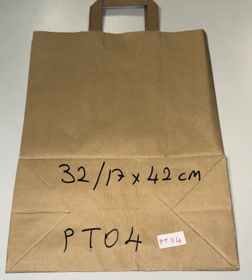 Tragetaschen Papiertüten braun Flachhenkel Papier Tüte Taschen 32x17x42 cm PT04