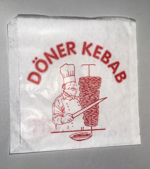 Dönertüten 16x16 cm Fettdicht 4 Kg Druck "Döner Kebab" Art 2056