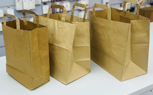 Tragetaschen Papiertüten braun Flachhenkel Papier Tüte Taschen 22x10x28 cm PT01