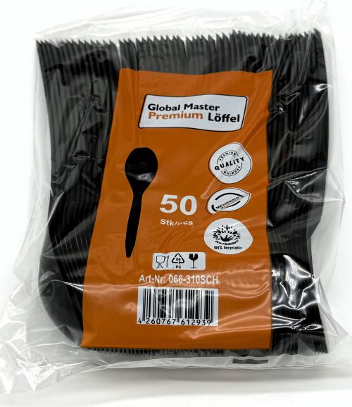 Mehrweg Löffel schwarz 175mm Kunststoff lebensmittelecht Plastik Einweg Art 1542_S
