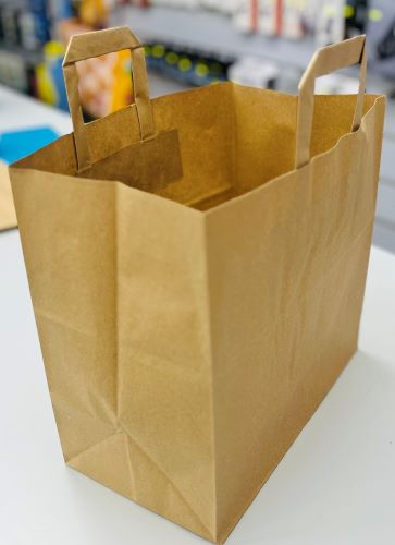 Papiertüten braun 26x17x25 cm Flachhenkel biologisch abbaubar VE 250 PT02