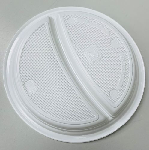 Plastikteller 2-geteilt Weiß Rund Mehrweg Menüteller Party Teller 1531_MW