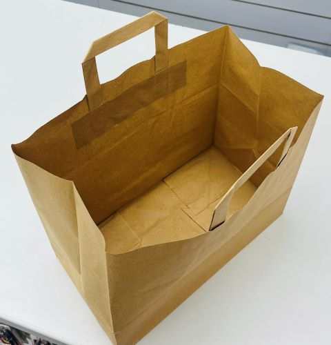 Papiertüten braun 26x17x25 cm Flachhenkel biologisch abbaubar VE 250 PT02