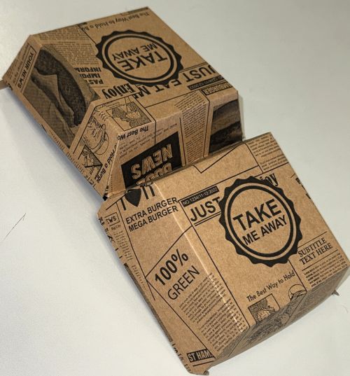 Hamburger Burger Box Kraftpapier Einweg Snackbox Bio 100x100x85 mm take away HB_S