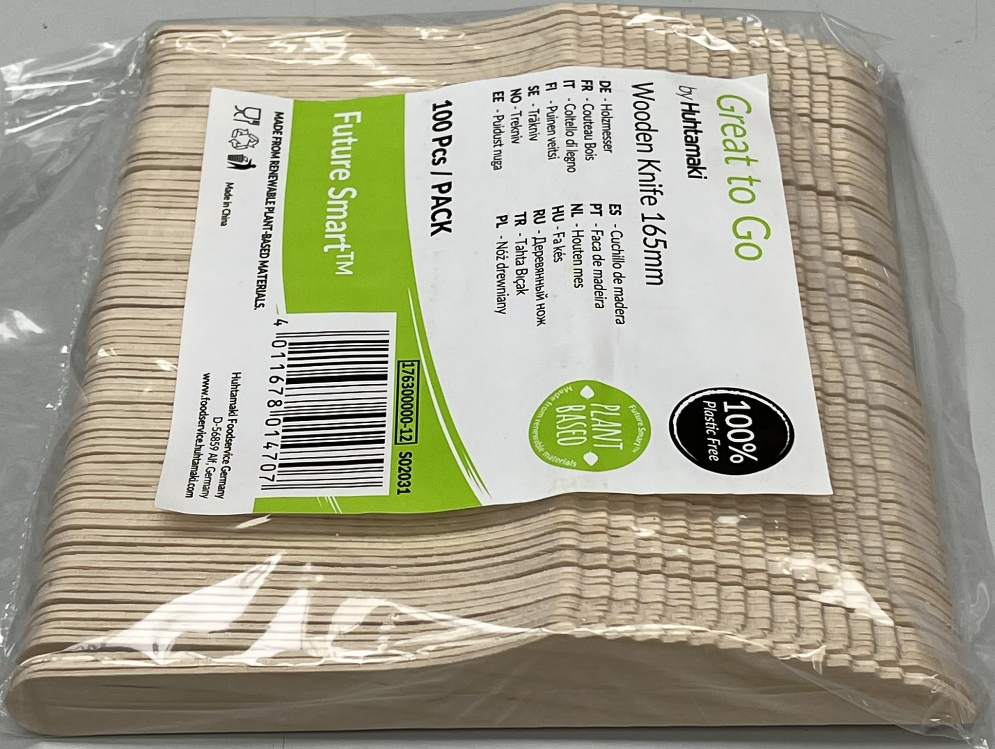 Einwegmesser 160 mm Bio Holzmesser lebensmittelecht Holz Messer Natur Party 1540_H