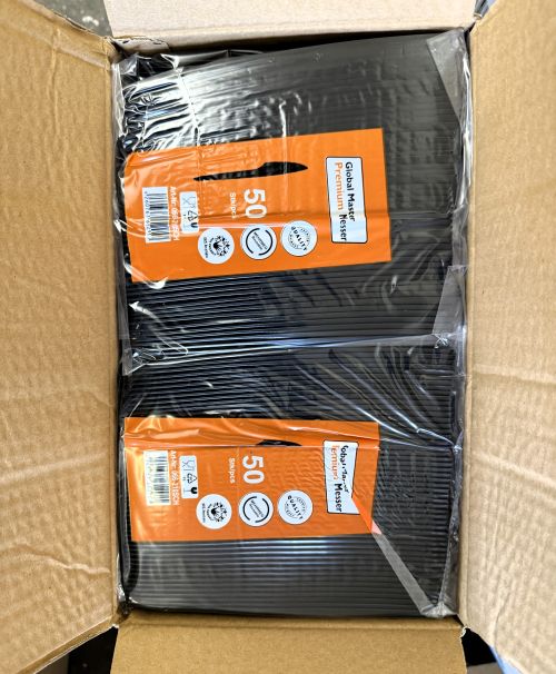 Mehrwegmesser Schwarz, Kunststoff, lebensmittelecht, Plastikmesser Art 1540_S