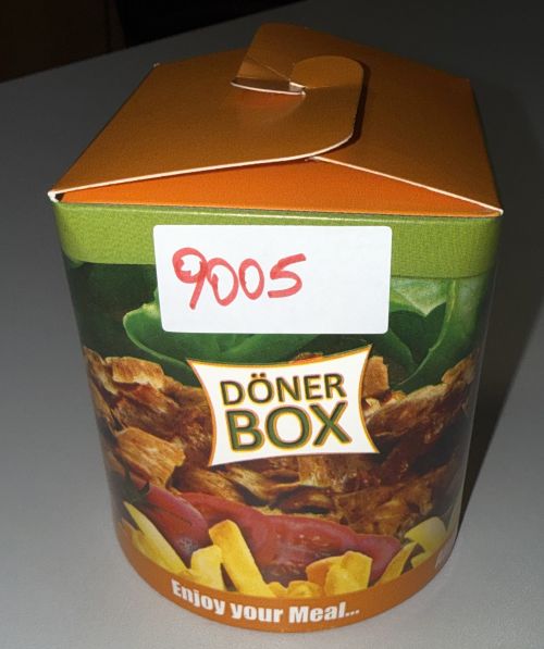 Dönerbox Kraftpapier 475 ml 16 OZ mit Faltdeckel Pommes Einweg Nudelbox Art 9005