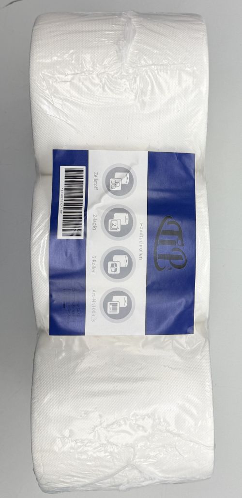 6x Handtuchrollen 2-lagig Hochweiß Handtuchpapier Werkstatt Haushalt perforiert 1003_5