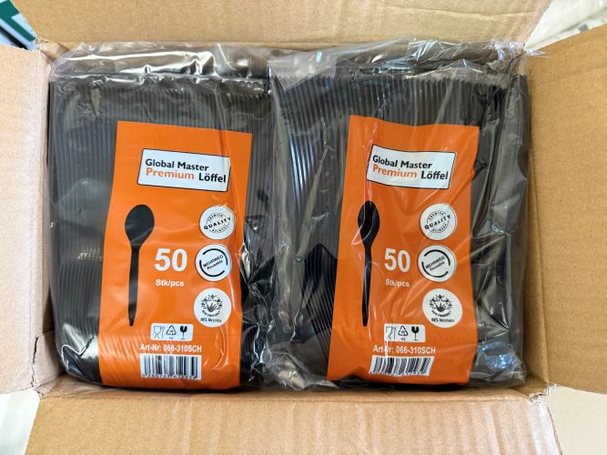 Mehrweg Löffel schwarz 175mm Kunststoff lebensmittelecht Plastik Einweg Art 1542_S