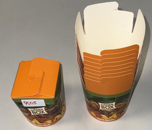 Dönerbox Kraftpapier 475 ml 16 OZ mit Faltdeckel Pommes Einweg Nudelbox Art 9005
